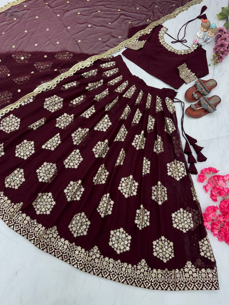 Dark Purple Designer Lehenga-Choli with Heavy Embroidery & Sequence Work Clothsvilla