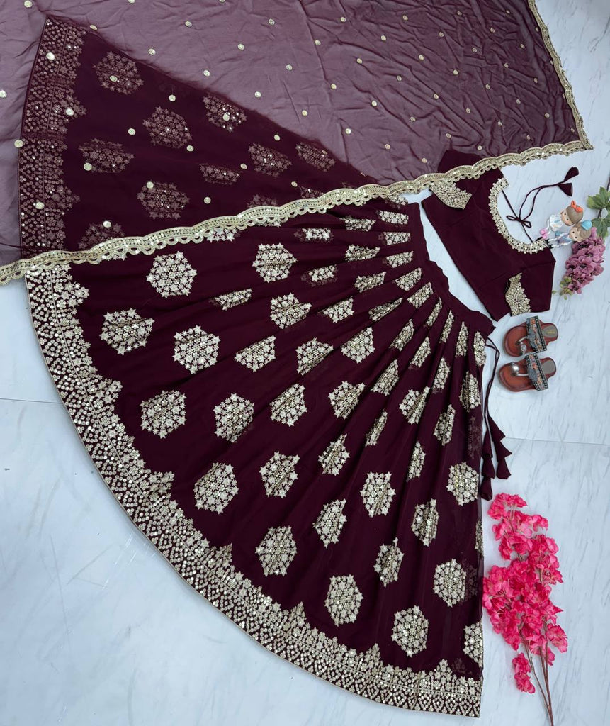 Dark Purple Designer Lehenga-Choli with Heavy Embroidery & Sequence Work Clothsvilla