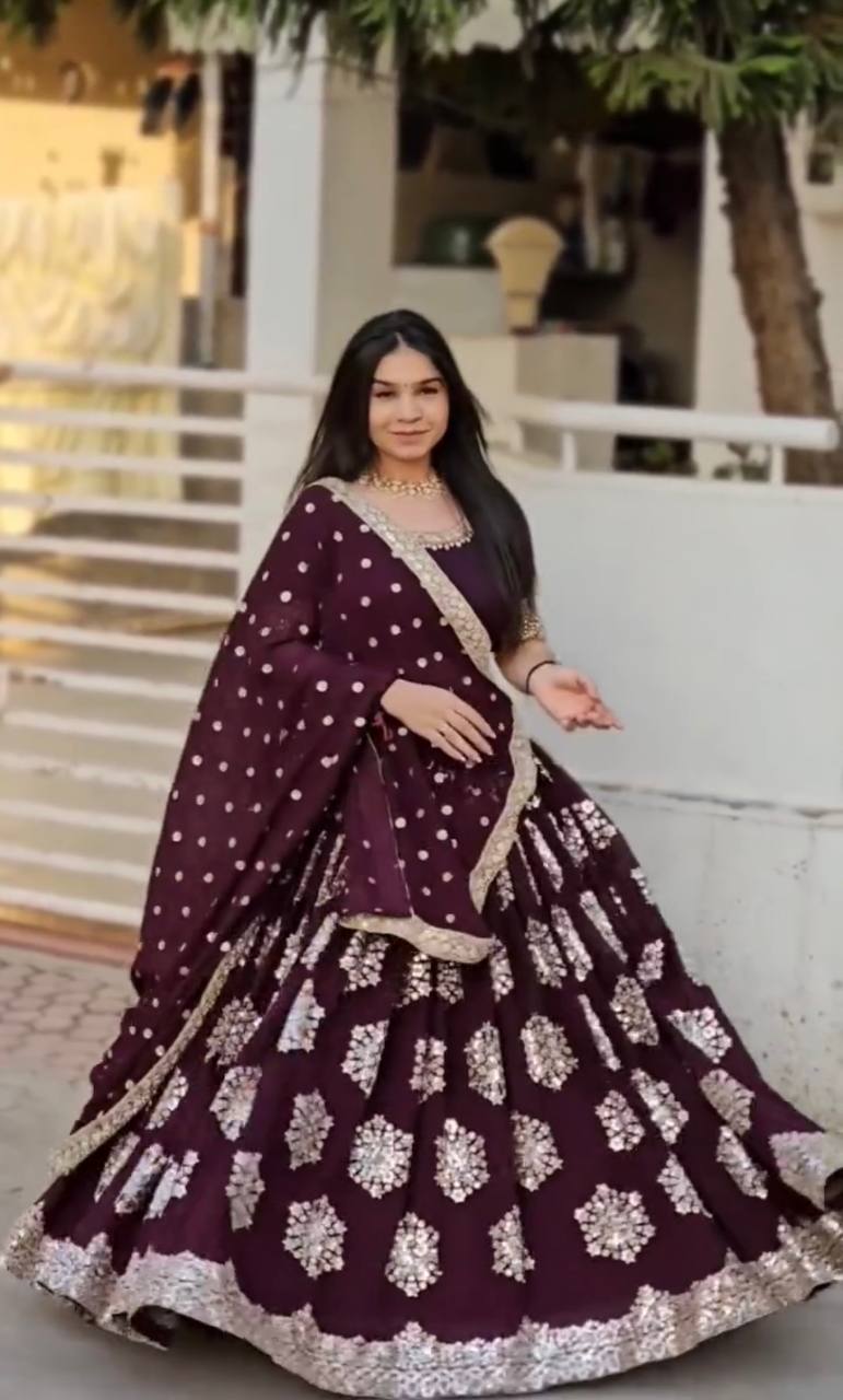 Dark Purple Designer Lehenga-Choli with Heavy Embroidery & Sequence Work Clothsvilla Main image