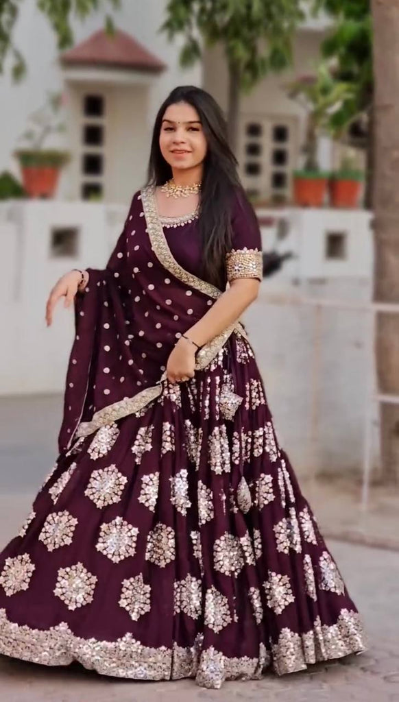 Dark Purple Designer Lehenga-Choli with Heavy Embroidery & Sequence Work Clothsvilla