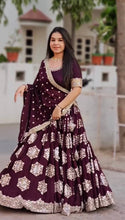 Load image into Gallery viewer, Dark Purple Designer Lehenga-Choli with Heavy Embroidery &amp; Sequence Work Clothsvilla