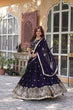Load image into Gallery viewer, Dark Purple Elegant Designer Rangoli Silk Lehenga Choli with Sequins &amp; Thread Embroidery ClothsVilla