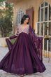 Load image into Gallery viewer, Dark Purple Elegant Embroidered Georgette Gown with Dupatta – Luxe Designer Collection