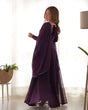 Load image into Gallery viewer, Dark Purple Elegant Georgette Anarkali Gown Set with Dupatta &amp; Pants - Ready to Wear