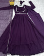 Load image into Gallery viewer, Dark Purple Elegant Georgette Anarkali Gown Set with Dupatta &amp; Pants - Ready to Wear