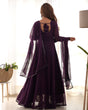 Load image into Gallery viewer, Dark Purple Elegant Georgette Anarkali Gown Set with Dupatta &amp; Pants - Ready to Wear
