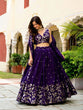 Load image into Gallery viewer, Dark Purple Elegant Vichitra Semi-Stitched Lehenga with Zari &amp; Sequins Embroidery, Unstitched Blouse ClothsVilla