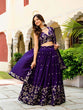 Load image into Gallery viewer, Dark Purple Elegant Vichitra Semi-Stitched Lehenga with Zari &amp; Sequins Embroidery, Unstitched Blouse ClothsVilla