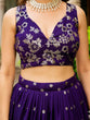 Load image into Gallery viewer, Dark Purple Elegant Vichitra Semi-Stitched Lehenga with Zari &amp; Sequins Embroidery, Unstitched Blouse ClothsVilla