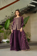 Load image into Gallery viewer, Dark Purple Fendy Fabric Embroidered Kurti Sharara Set with Sequin Zari Dupatta – Fully Lined &amp; Stitched Clothsvilla