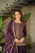 Load image into Gallery viewer, Dark Purple Fendy Fabric Embroidered Kurti Sharara Set with Sequin Zari Dupatta – Fully Lined &amp; Stitched Clothsvilla
