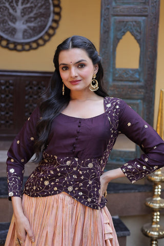 Dark Purple Jacquard Lehenga Choli ClothsVilla