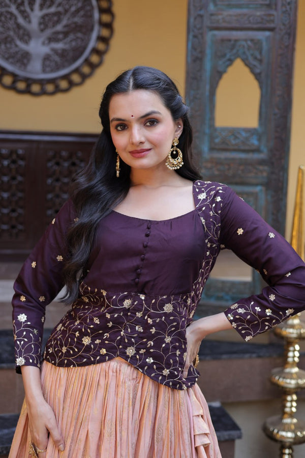 Dark Purple Jacquard Lehenga Choli ClothsVilla
