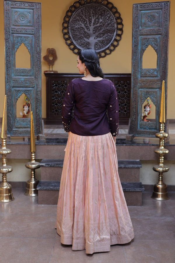 Dark Purple Jacquard Lehenga Choli ClothsVilla