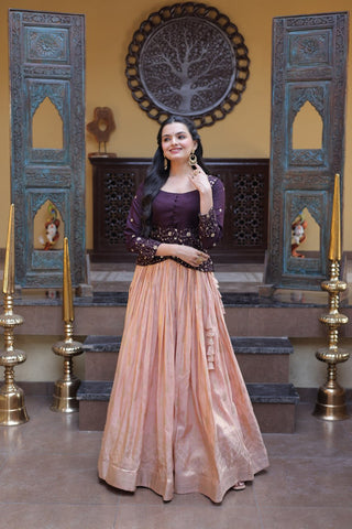 Dark Purple Jacquard Lehenga Choli ClothsVilla
