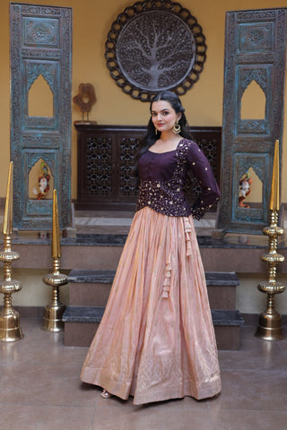 Dark Purple Jacquard Lehenga Choli ClothsVilla