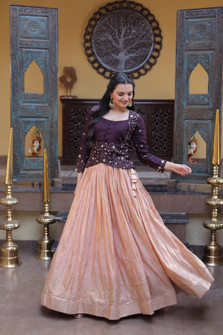 Dark Purple Jacquard Lehenga Choli ClothsVilla