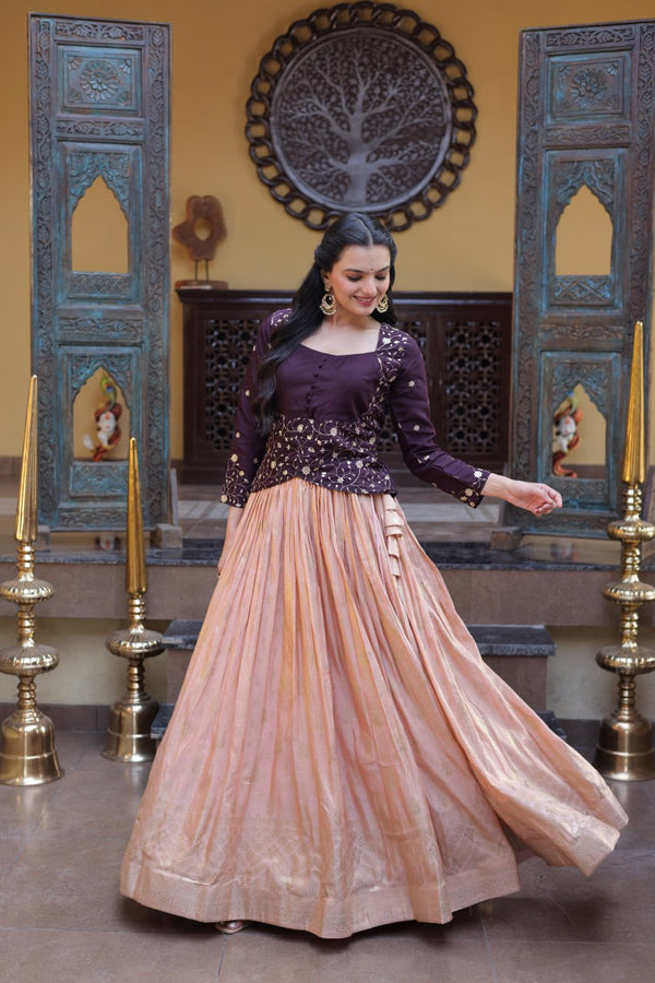 Dark Purple Jacquard Lehenga Choli ClothsVilla