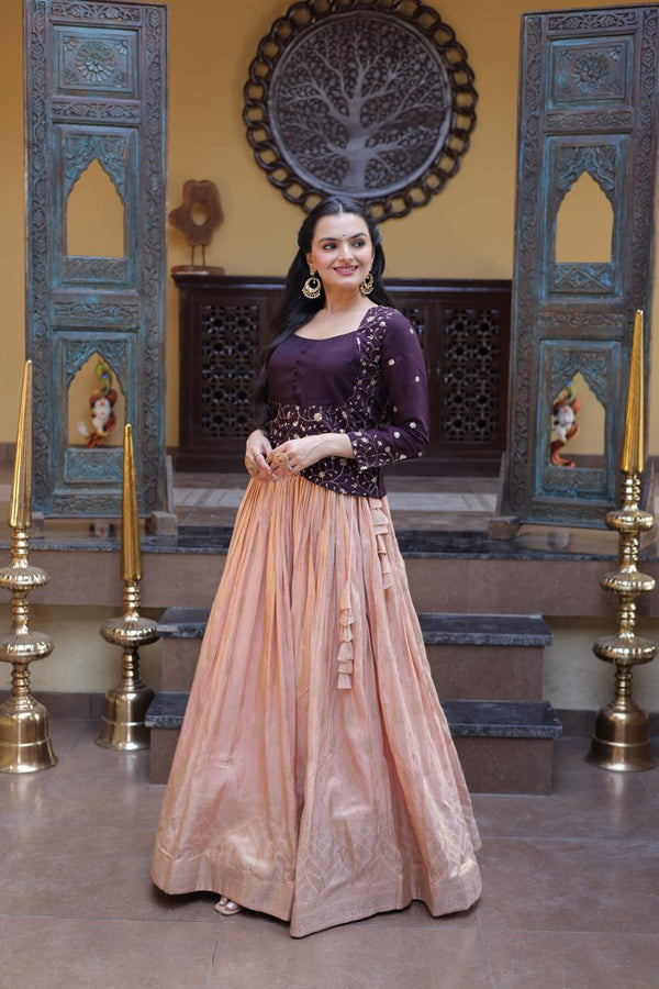 Dark Purple Jacquard Lehenga Choli ClothsVilla
