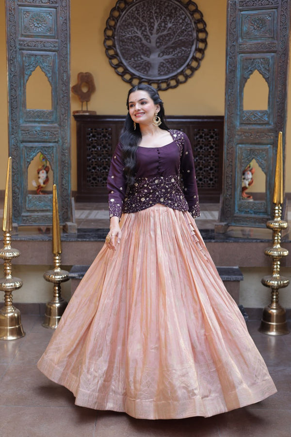 Dark Purple Jacquard Lehenga Choli ClothsVilla