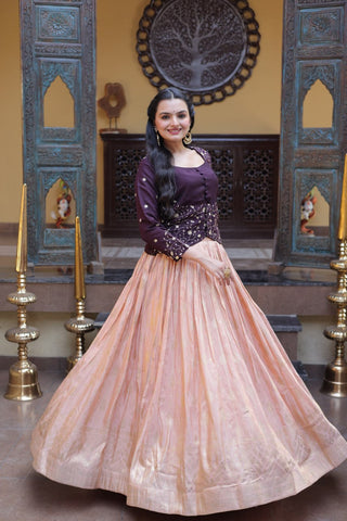 Dark Purple Jacquard Lehenga Choli ClothsVilla