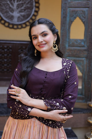 Dark Purple Jacquard Lehenga Choli ClothsVilla