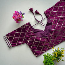 Load image into Gallery viewer, Dark Purple Metalic Jimmy Choo Blouse with Exquisite Sequence Embroidery ClothsVilla