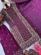 Load image into Gallery viewer, Dark Purple Premium Designer Party Wear Ready-Made Top, Plazzo &amp; Dupatta Set ClothsVilla