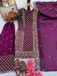 Load image into Gallery viewer, Dark Purple Premium Designer Party Wear Ready-Made Top, Plazzo &amp; Dupatta Set ClothsVilla