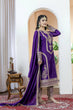 Load image into Gallery viewer, Dark Purple Premium Designer Readymade Chinon Silk Top, Plazzo &amp; Dupatta Set – Party Wear Elegance