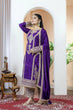Load image into Gallery viewer, Dark Purple Premium Designer Readymade Chinon Silk Top, Plazzo &amp; Dupatta Set – Party Wear Elegance