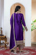 Load image into Gallery viewer, Dark Purple Premium Designer Readymade Chinon Silk Top, Plazzo &amp; Dupatta Set – Party Wear Elegance