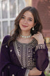 Load image into Gallery viewer, Dark Purple Premium Designer Readymade Gown with Dupatta – Elegant Embroidered Pearl Work ClothsVilla