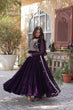 Load image into Gallery viewer, Dark Purple Premium Designer Readymade Gown with Dupatta – Elegant Embroidered Pearl Work ClothsVilla
