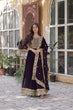 Load image into Gallery viewer, Dark Purple Premium Faux Blooming Embroidered Gown Set with Designer Dupatta ClothsVilla