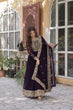 Load image into Gallery viewer, Dark Purple Premium Faux Blooming Embroidered Gown Set with Designer Dupatta ClothsVilla