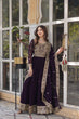 Load image into Gallery viewer, Dark Purple Premium Faux Blooming Embroidered Gown Set with Designer Dupatta ClothsVilla