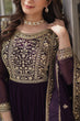 Load image into Gallery viewer, Dark Purple Premium Faux Blooming Embroidered Gown Set with Designer Dupatta ClothsVilla