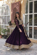 Load image into Gallery viewer, Dark Purple Premium Faux Blooming Embroidered Gown Set with Designer Dupatta ClothsVilla