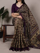 Load image into Gallery viewer, Dark Purple Printed Chanderi Polyester Viscose Saree with Zari Weaving Work &amp; Unstitched Blouse — Festive &amp; Traditional Party Wear Saree for Women ClothsVilla