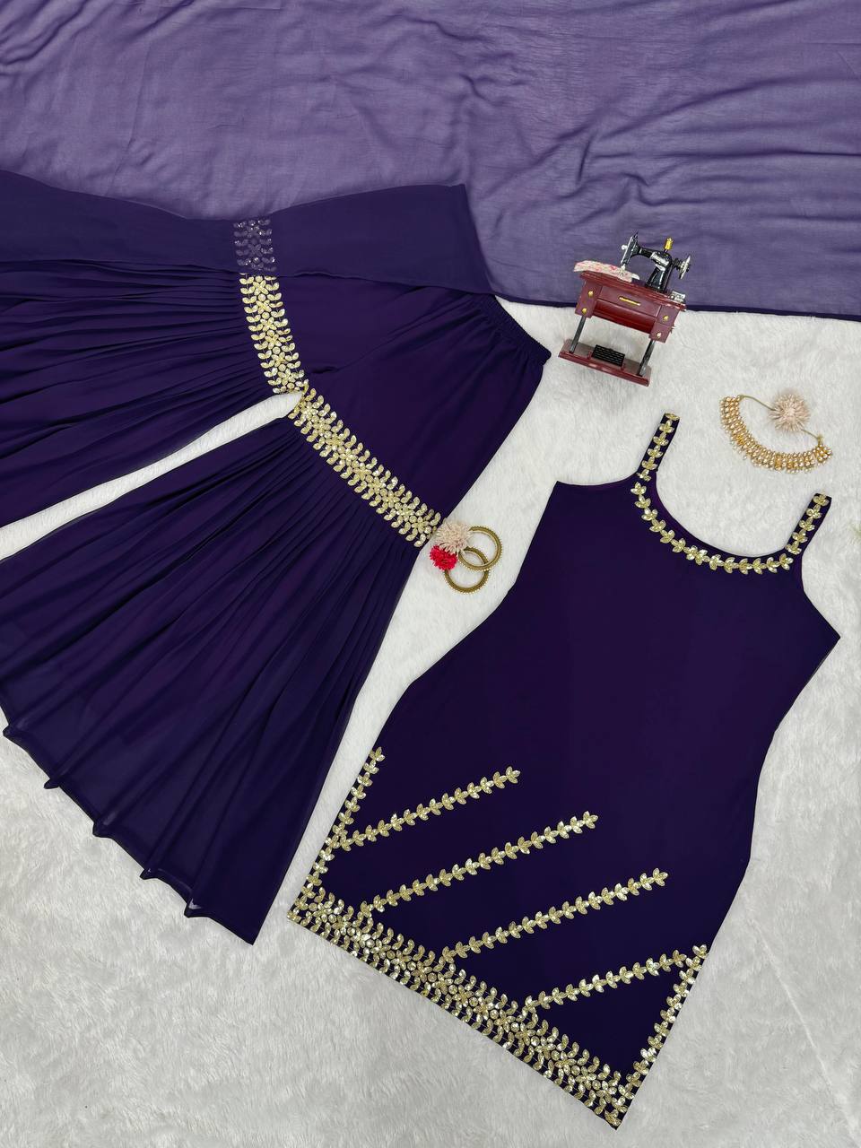 Dark Purple Rakhi Special Elegant Sharara Set ClothsVilla