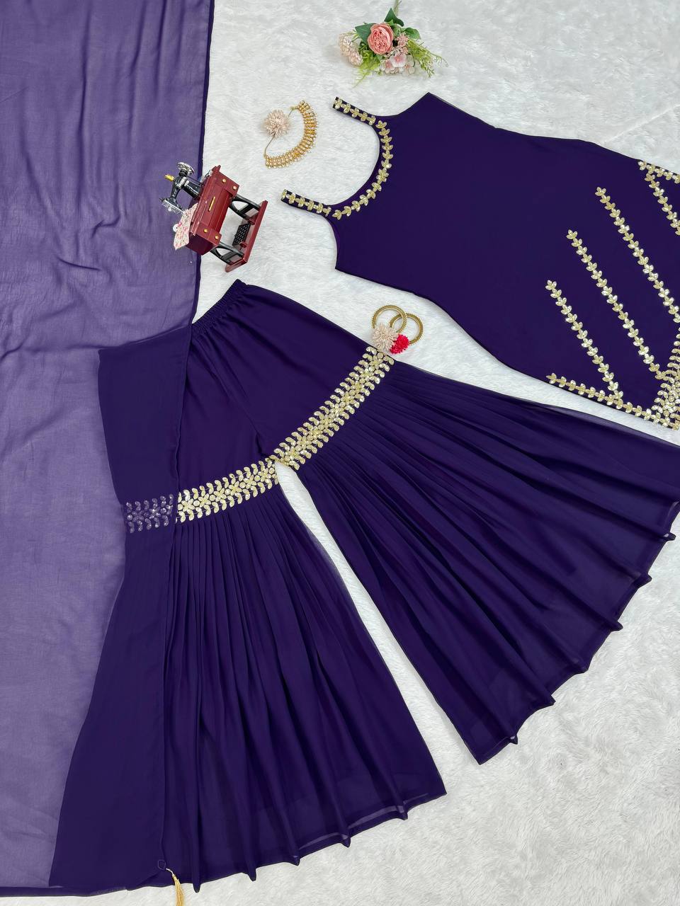 Dark Purple Rakhi Special Elegant Sharara Set ClothsVilla