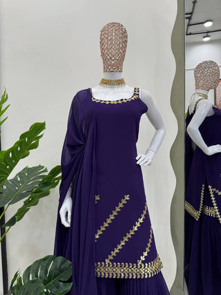Dark Purple Rakhi Special Elegant Sharara Set ClothsVilla