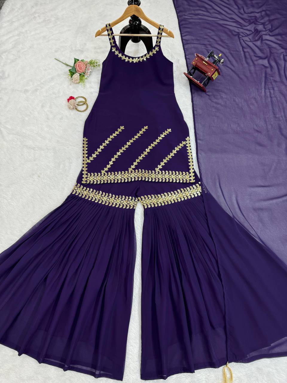 Dark Purple Rakhi Special Elegant Sharara Set ClothsVilla