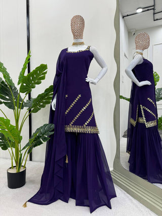 Dark Purple Rakhi Special Elegant Sharara Set ClothsVilla