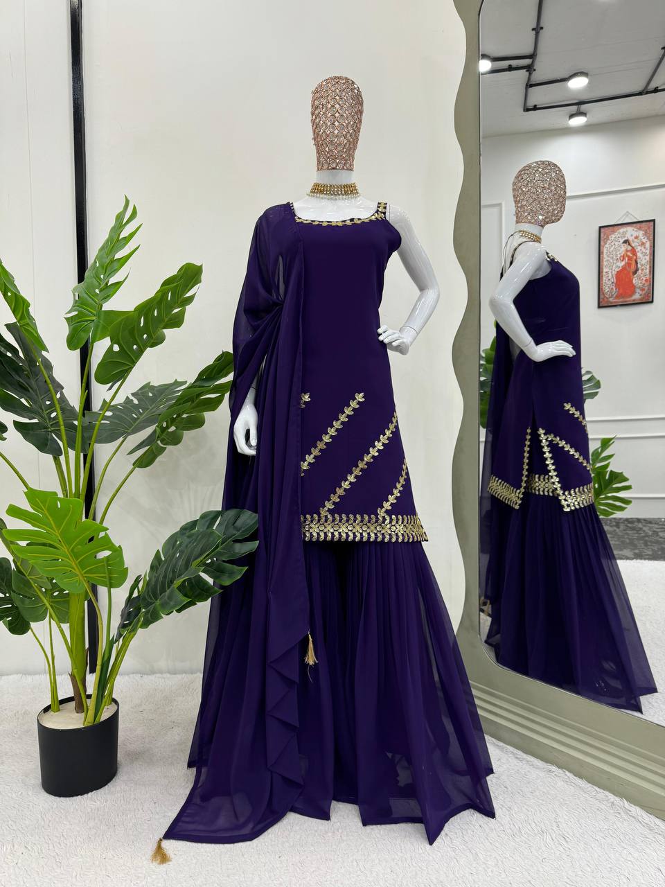 Dark Purple Rakhi Special Elegant Sharara Set ClothsVilla