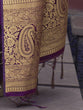 Load image into Gallery viewer, Dark Purple Regal Woven Pure Silk Banarasi Saree ClothsVilla