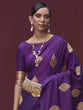 Load image into Gallery viewer, Dark Purple Regal Woven Pure Silk Banarasi Saree ClothsVilla