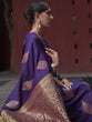 Load image into Gallery viewer, Dark Purple Regal Woven Pure Silk Banarasi Saree ClothsVilla
