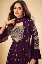 Load image into Gallery viewer, Dark Purple Sharara Indian Designer Salwar Suit Ready to Wear Salwar Kameez Palazzo Suit Wedding Sharara Suit Partywear Kameez Suit